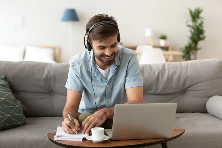Student studying online while at home