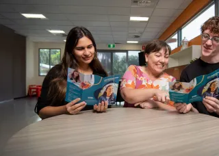 students and professor at the CDU Health Hub during psychology clinic