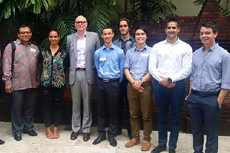 New Colombo Plan ambassadors from CDU with University Indonesia lecturer Dr Heru Susetyo (second from left) and the Australian Ambassador to Indonesia, Paul Grigson (fourth from left)